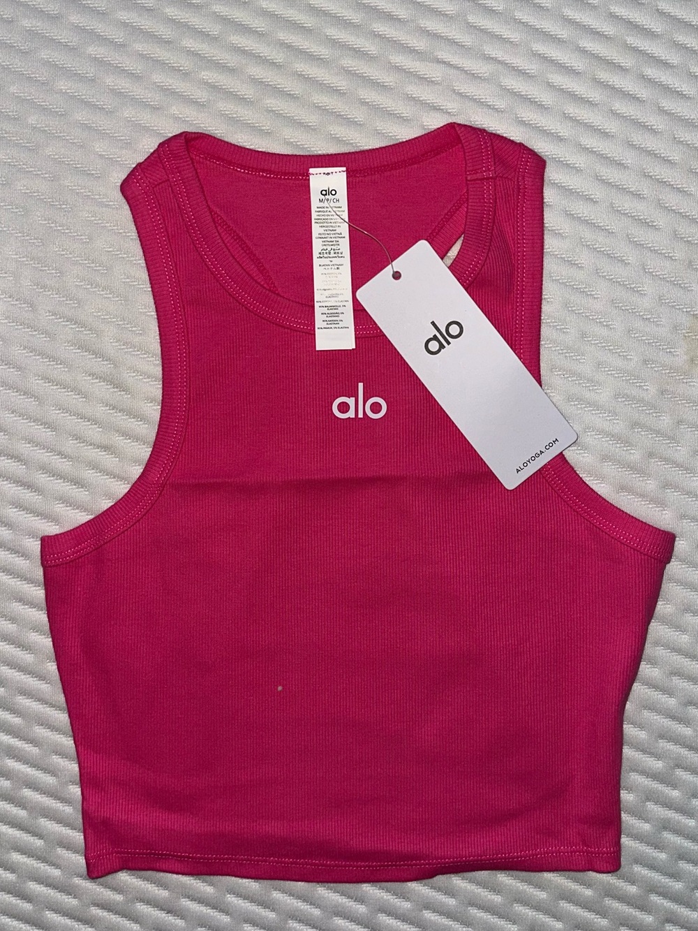 ALO Yoga Hot Pink Ribbed Cropped Tank